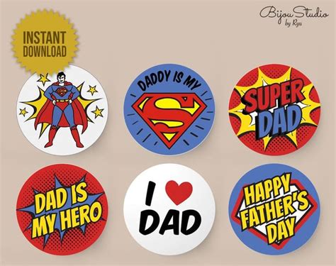 Printable Super Dad Cake Topper Happy Fathers Day Topper Etsy Dad