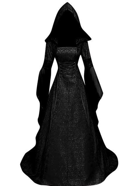 Bitseacoco Women Deluxe Witch Dress Costume Vintage Embroidered