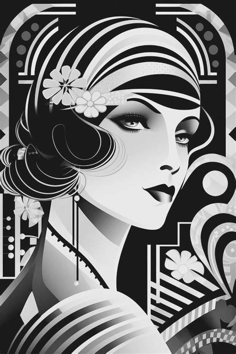 Pin on * IN BLACK & WHITE * | Art deco paintings, Art deco artwork, Art ...