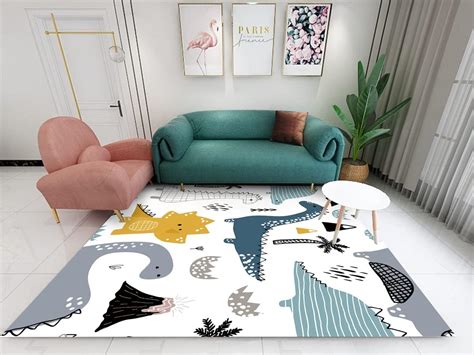 Amazon Cute Doodle Dinosaur Area Rugs 5x6ft Cartoon Dinosaur