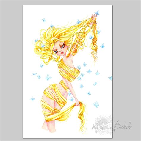 Nude Woman With Long Hair Pop Surrealism Pin Up ORIGINAL Original And Sensual Illustration On