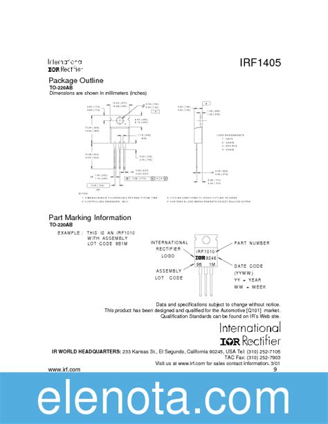 Irf Datasheet Pdf Kb International Rectifier Pobierz Z