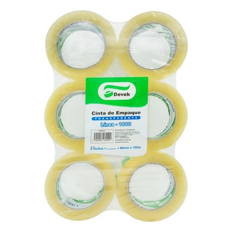 CINTA ADHESIVA DE EMPAQUE TRANSPARENTE 1000 DEVEK 48 MM X 150 M BLISTER