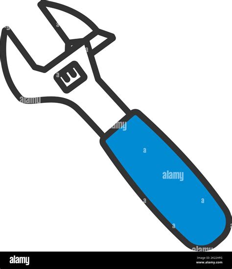 Adjustable Wrench Icon Editable Bold Outline With Color Fill Design