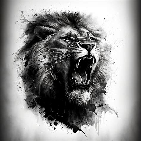 Lion Tattoo Design White Background PNG File Download High Resolution ...