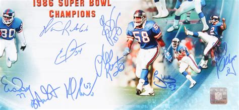 1986 Giants Super Bowl Xxi Champions 16x20 Photo Team Signed By 16