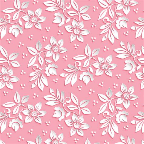 Papel De Parede Floral Em D Fundo Rosa Elo Produtos Especiais