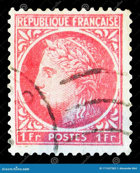 Postage Stamp Printed In France Shows Ceres Mazelin Ceres Serie 1