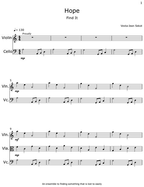 Hope Sheet Music For Violin Viola Cello Contrabass