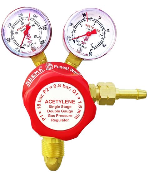 Forged Brass Seema Single Stage Double Gauge Acetylene Gas Pressure