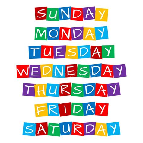 Weekday Names Stock Illustrations 48 Weekday Names Stock