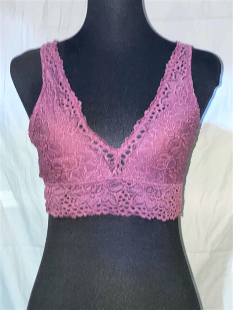 Aerie Purple Lace Bralette Floral Pattern Racerback S Gem