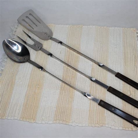 Stanhome Kitchen Vtg Stanhome Stainless 3 Piece Bbq Tools Set Fork Serving Spoon Slotted