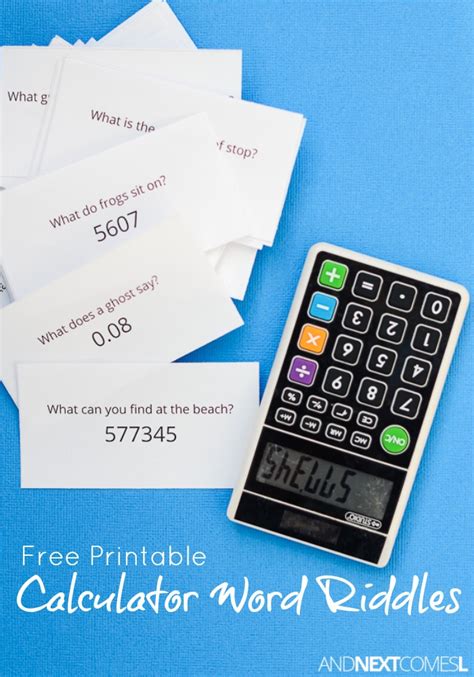 Free Printable Calculator Word Riddles For Kids And Next Comes L