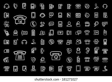 Vector Black Phone Icons Set Stock Vector Royalty Free 181271027