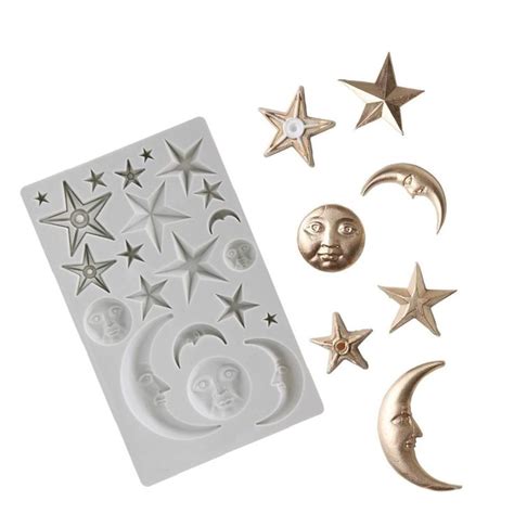 Sun Moon Stars Cake Fondant Molds Sun Face Crescent Moon Silicone