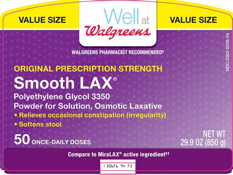 Smooth Lax Walgreen Company Polyethylene Glycol 3350 17g In 17g