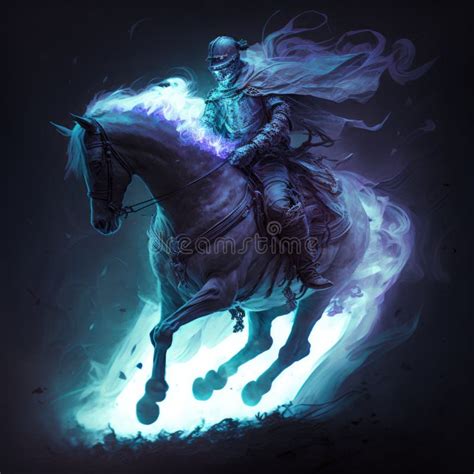 Spectral Knight Galloping On A Ghostly Steed Fantasy Art AI