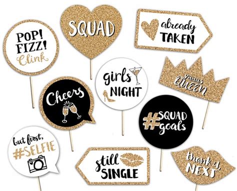 Wedding Printable Photo Booth Props Gold Black And White 10 Hand