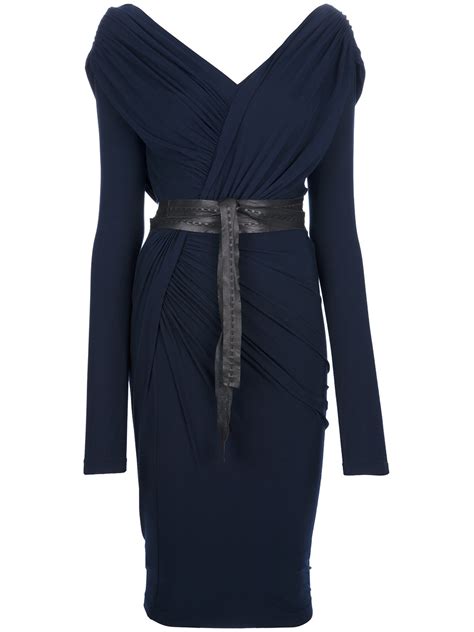 Lyst Donna Karan Belted Wrap Dress In Blue