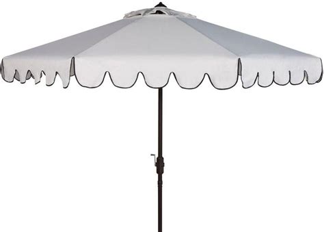 The Well Appointed House White Scalloped Outdoor Umbrella With Black