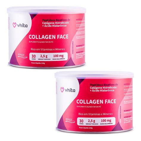 Kit 2 Collagen Face Peptídeos Bioativos de Colágeno Hidrolisado