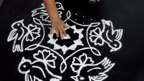 Bird And Flower Rangoli 9 Pulli Kolam For Every Occasion Youtube