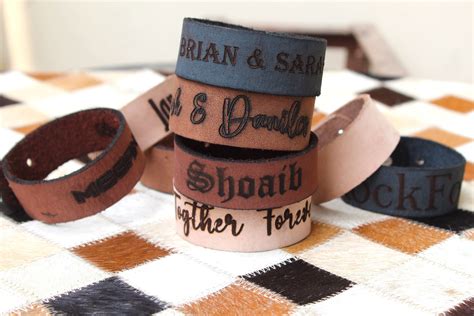 Personalized Leather Bracelet Laser Engraved Leather Bracelet Wedding