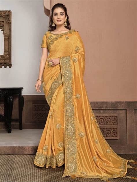 Yellow Silk Georgette Designer Saree Sarees Designer Collection