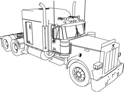 the outline of a semi truck is shown in black and white, with no background