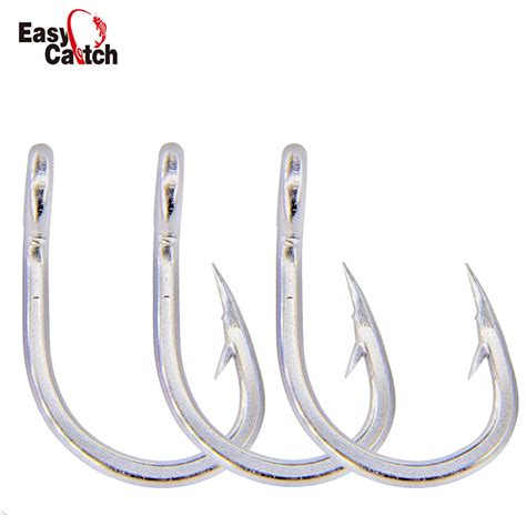 10pcs 10884 Stainless Steel Fishing Hooks White Strong Big Game