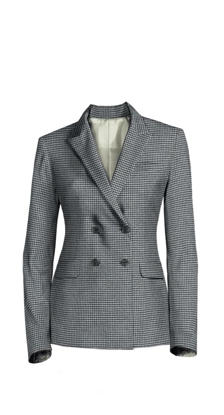 Gray Tweed Double Breasted Jacket Sumissura