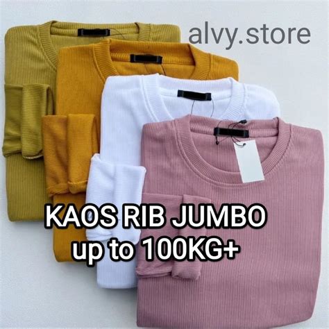 Jual KAOS RIB JUMBO PREMIUM XXL 80 120 KG Lengan Panjang Shopee