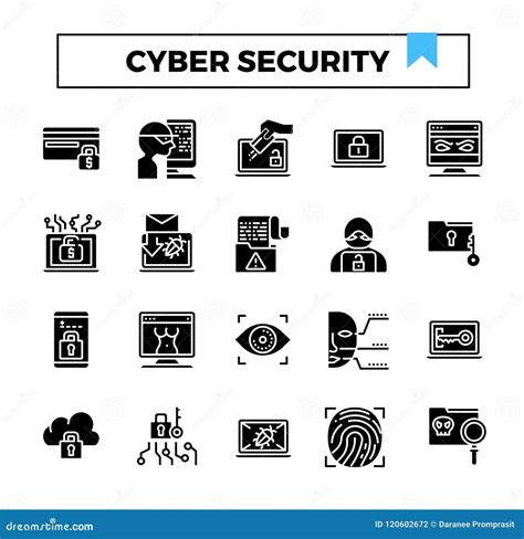 Cyber Security Glyph Design Icon Set Stock Illustration Illustration