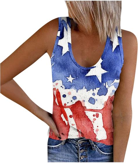 American Flag Shirts Women July 4th Tank Top Patriotic T Shirt Vintage