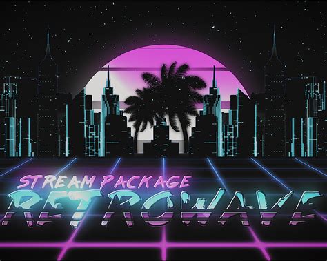 Animated Retrowave Stream Overlay Package Screens Webcam Etsy