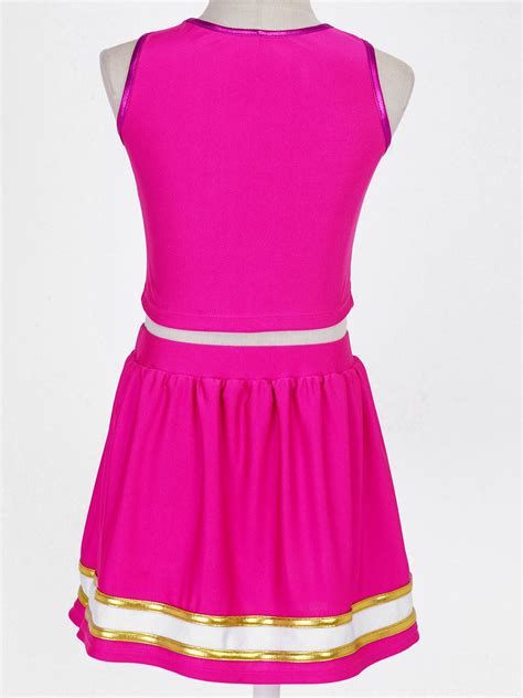 Iefiel Kids Girls Patchwork Style Cheer Leading Dance Costume Uniform V