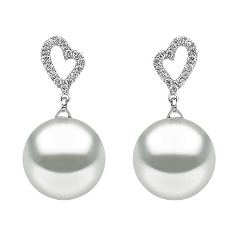 Yoko London South Sea Pearl And Diamond Earrings In 18 Karat White Gold