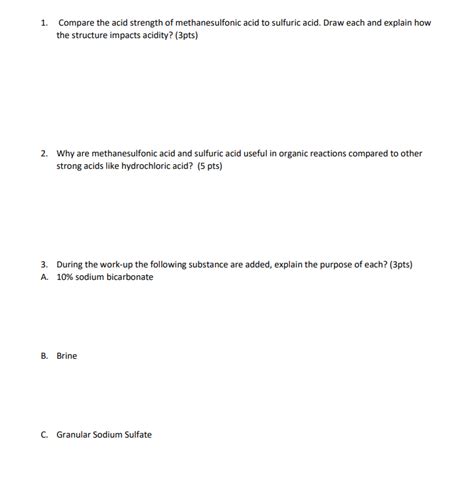 Solved 1. Compare the acid strength of methanesulfonic acid | Chegg.com