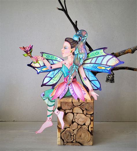 Printable Fairy Paper Doll Diy Articulated Paper Doll With Doll Stand