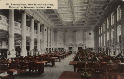 Reading Room State Historical Library Postcard Wisconsin