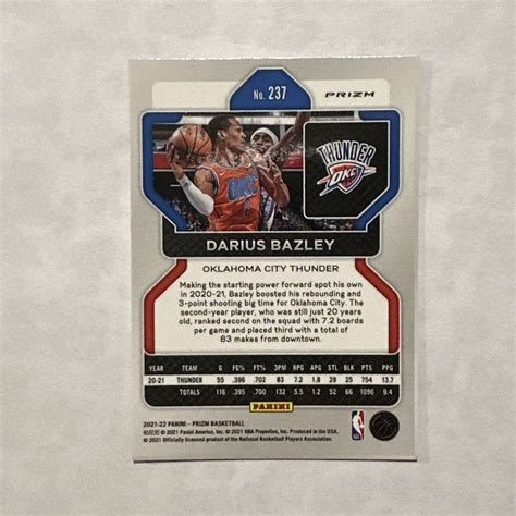 2021 22 Panini Prizm Red White Blue Prizm 237 Darius Bazley OKC