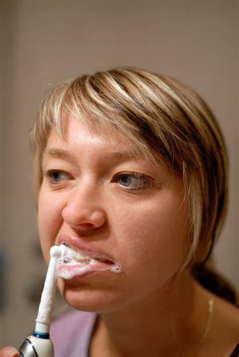 Woman Brushing Her Teeth Stock Photo Image Of Cleaning 6647388