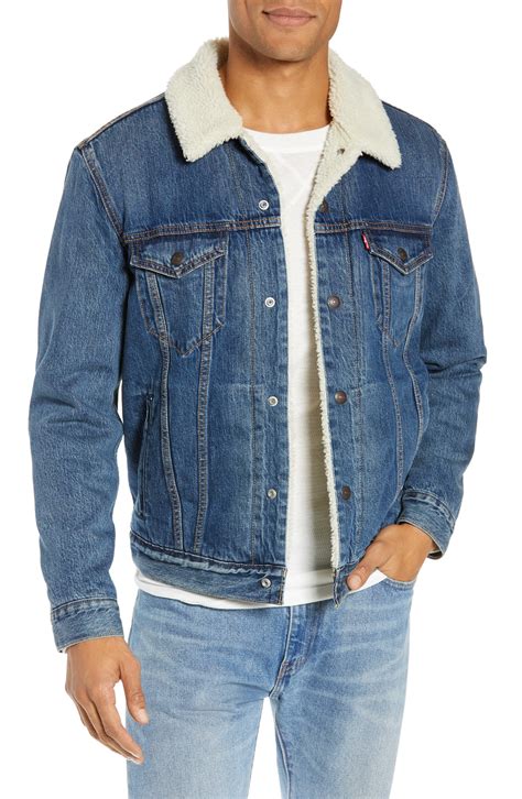 Levis® Faux Shearling Trim Denim Trucker Jacket Sherpa Lined Denim Jacket Denim Jacket Men