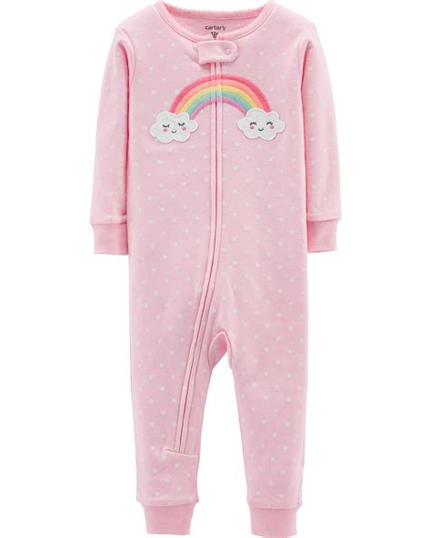 1 Piece Rainbow Snug Fit Cotton Footless Pjs Baby Girl Pajamas