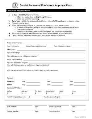 Fillable Online District Personnel Conference Approval Form Fax Email