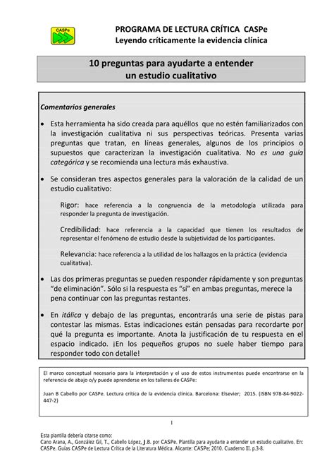 PDF Plantilla Para Ayudarte A Entender Un Estudio Cualitativo En