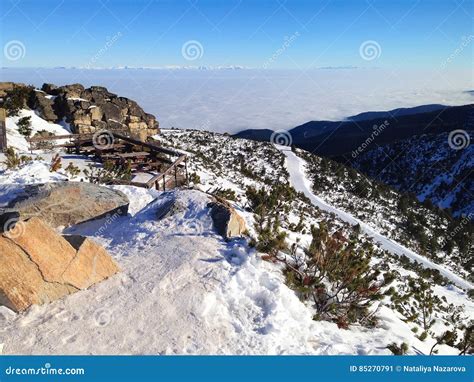 Winter Mountains Slopes In Alpine Ski Resort Borovets Bulgaria Stock