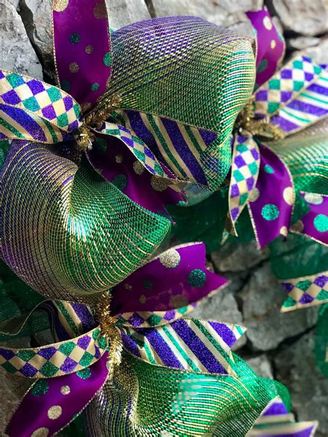 Mardi Gras Deco Mesh Garland Swag Decoration For Door And Etsy Deco