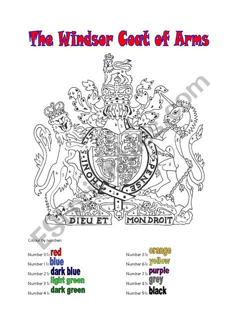 The Windsor Coat of Arms - ESL worksheet by Krümel